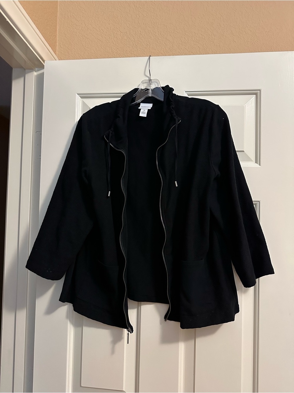 Chico's Black Zip-Front Utility Jacket.  Chico size 2 (large)